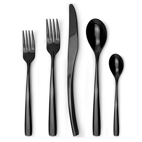 Banquet black cuttlery gold plated table spoon fork knife set
