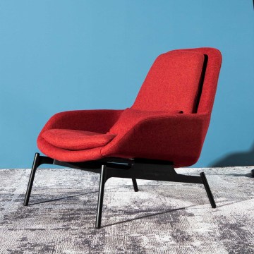 Red Fabric Sofa Lounge Chair with Metal Legs - Butaca-Muebles Chaise Waiting Chair