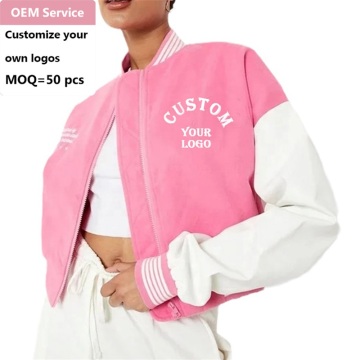 Mesdames Pink Short Baseball Veste en gros