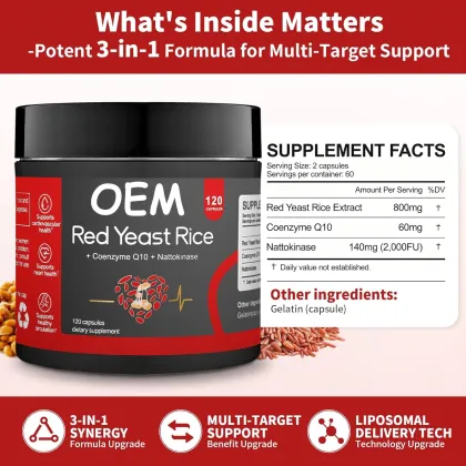 OEM Red Yeast Rice Capsule with Nattokinase & CoQ10