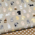 Coffee Bottom Rabbit Polka Dot Cotton Twill Fabric Cotton Printing Cartoon Children's Overalls Bedding Quilt Fabric