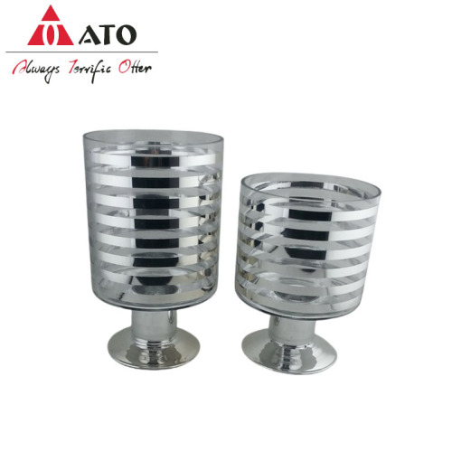 Silver circle pattern electric plated glass candle holder