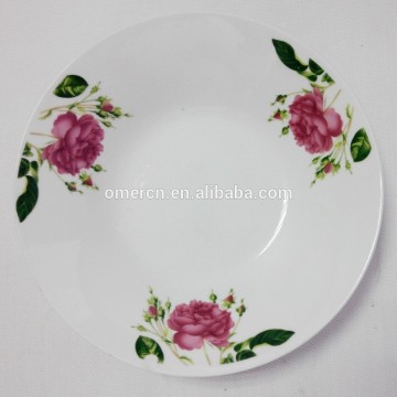 white porcelain plate/ stoneware plate with three flowers, stoneware cake plate/dessert plate