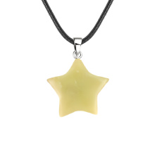 Lemon Jade 30mm Star Pendant Pendant Necklace 45cm Black Cord