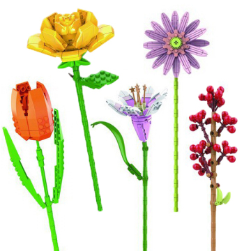 Creative Flower Bouquet Building Blocks: 62-Piece Moc Set for DIY Flowers
