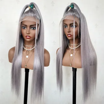 Hot Selling Colored Brazilian Wigs Silver Gray Lace Front Wigs Human Hair Colored Transparent HD Lace Wigs For Black Women
