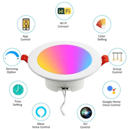 Tuya Zigbee 3.0 Smart Wireless Dimmable RGB RGBW RGBCW LED Downlight (7W/10W/12W) - Works with Echo Dot (No Hub Required)