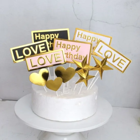 High Grade Gold Cake Topper Birthday Cake Decoration Baking Supplies