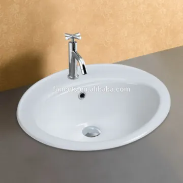 White Finished Oval Shaped Ceramic Sanitary Ware Basin
