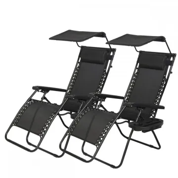 Folding Zero Gravity Recliner with Canopy Shade & Cup Holder