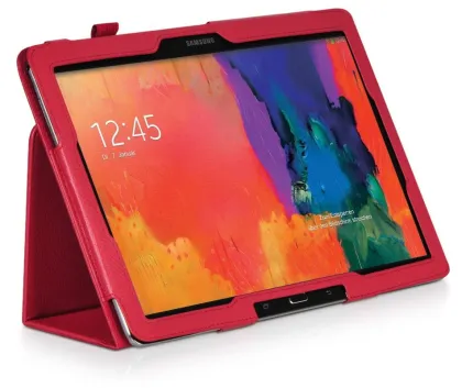 Portable Leather Stand Pu Covers , Red Tablet Protective Cases