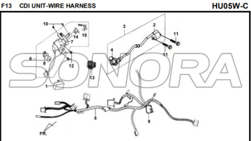 F13 CDI UNIT-WIRE HARNESS para HU05W-C MIO 50 Peças de Reposição de Qualidade Superior