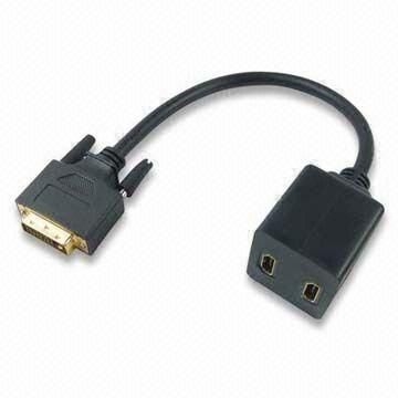 DVI Plug a 2 x adattatore Jack HDMI con connettori pieno di rame e oro 24K placcatura