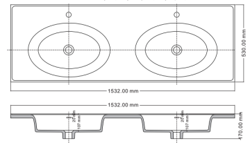 Pure acrylic solid surface embedded sink for cabinet matte white