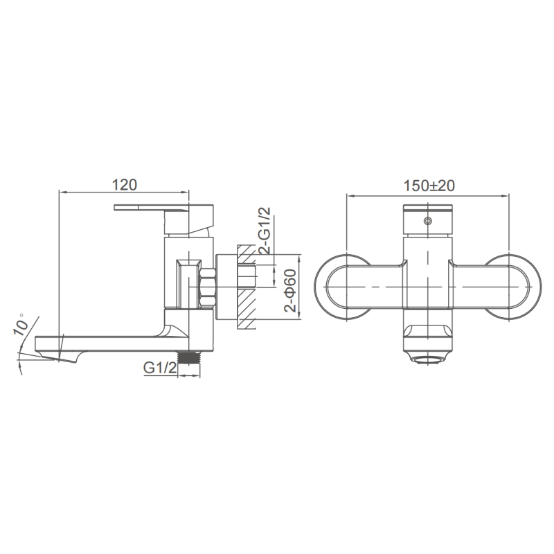 Single lever bath faucet