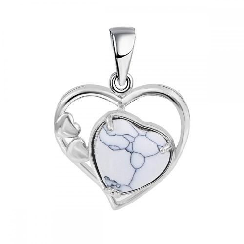 Howlite Love Heart Birthstone Pendant Gemstone Necklaces for Women