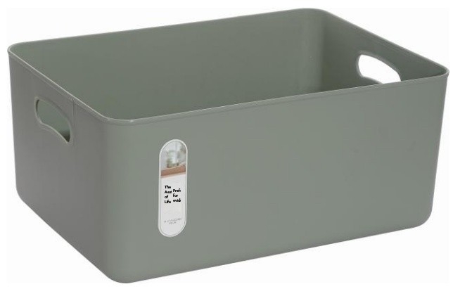 White Storage Box Plastic Container With Bamboo Lid