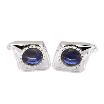 TAOCHIS 3.0 Inches Retrofit Bi-Xenon LED Projector Lens Shroud DRL Car Headlights with Angel Eyes (White, Red, Blue, Yellow)