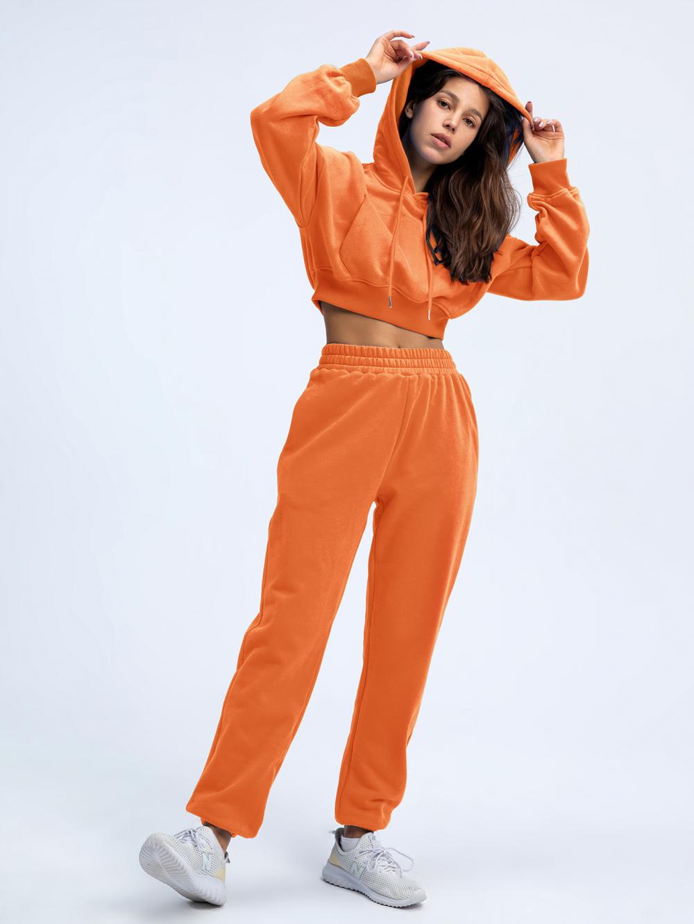 Womens Cropped Hoodie Tracksuit Set