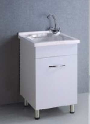 Small laundry tub with basin