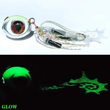Luminous Glow Slider Snapper Sea Bream Bottom Jig Heads with Skirts - Various Weights (60g-200g)