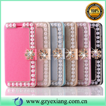 Cell phone accessories flip diamond case for Samsung galaxy j5 wallet leather pouch case cover with card holder