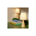 Conical Fabric Shade Wooden Lamp Set