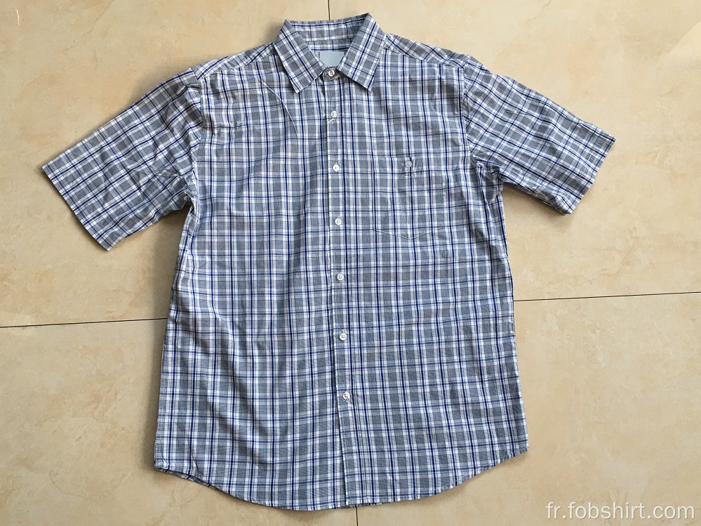 Chemise à carreaux à manches courtes de qualité supérieure