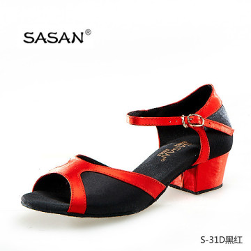 Cube Low Heel Red Pu Black Nubuck Latin Dance shoes S-31D