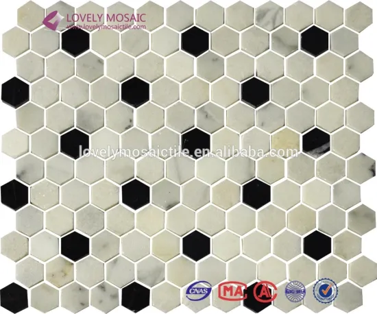 Hexagonal Marble Mosaic White and Black Stone Mosaic Bathroom Floor Tiles Kitchen Wall Tiles Living Room Background
