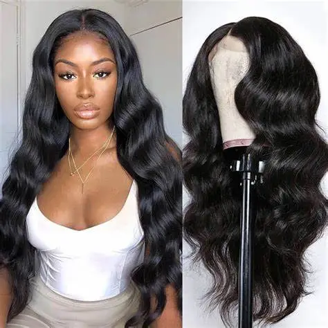 BIS Brazilian 100% Human  hair 4x4 loose deep waves wig for black women, human hair wigs with transparent lace closure wig
