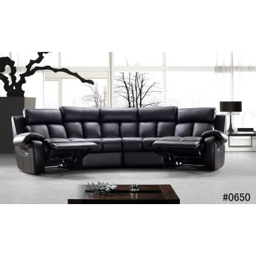 Luxurious Black Leather Reclining Sectional Sofa