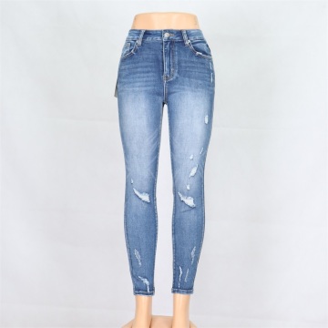 Groothandel dames skinny gescheurde jeans