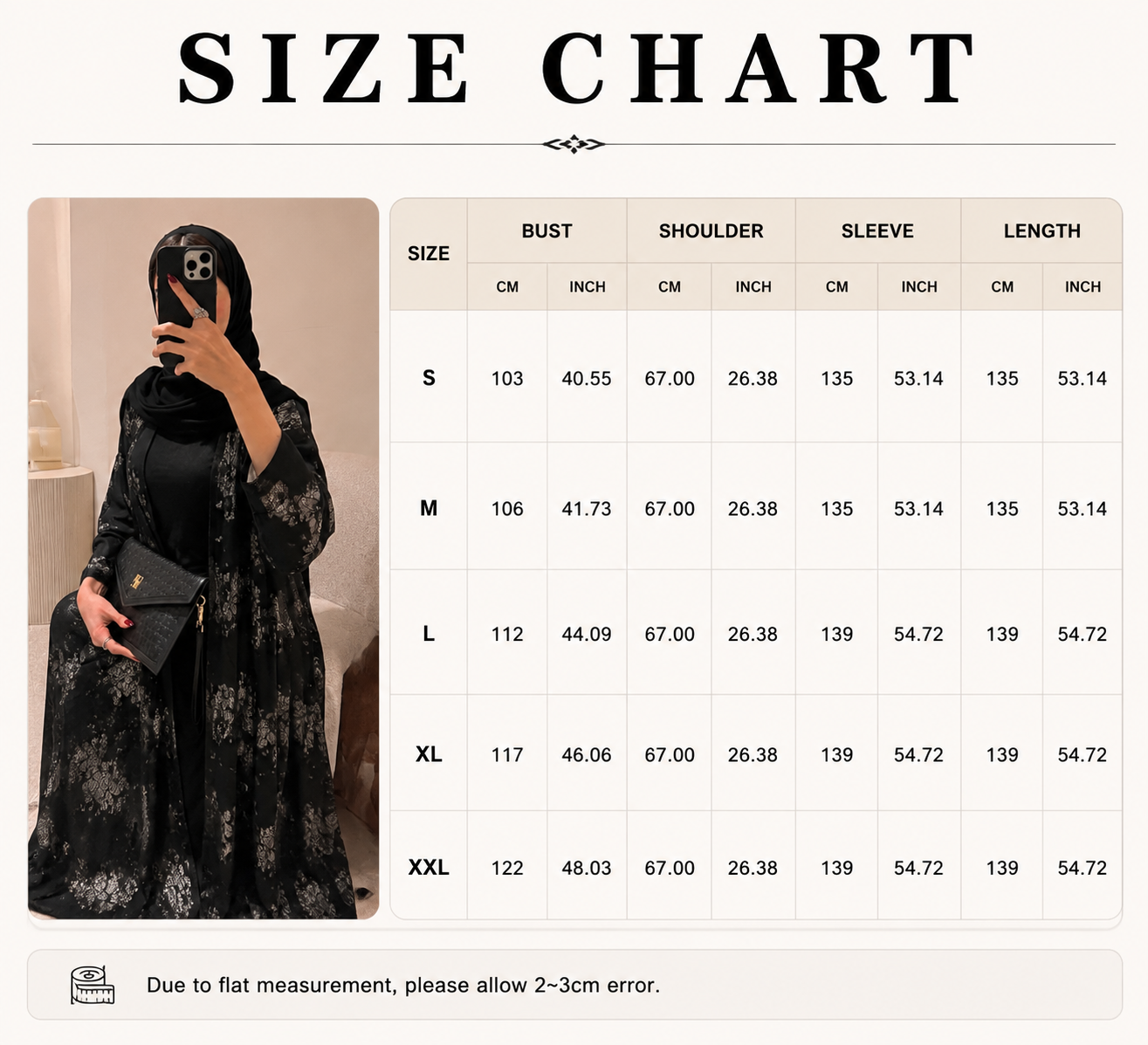 Black Lace Open Abaya Floral Pattern Front View