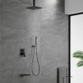 Ceiling Mounted Black Brass Shower Mixer Set