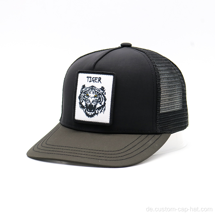 5 Panel Mesh Cap gewebte Patch Trucker Hut