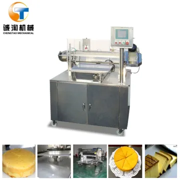 Baumkuchen making by cake cutting machine