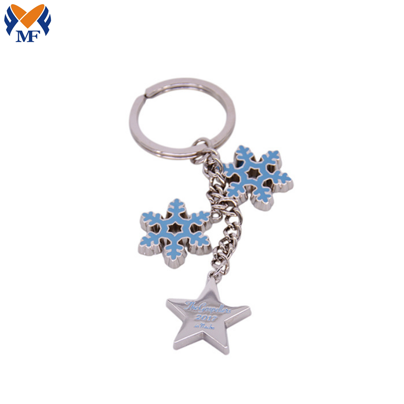 High End Metal Custom Christmas Snowflake Keychain