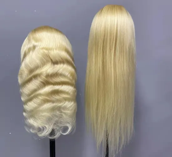 Wholesale 150% Density Platinum Honey Blonde 613 Straight Transparent Swiss Lace Frontal Wigs 13*4 Wigs with Baby Hair