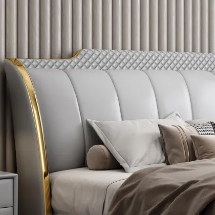 modern leather royal bed with storage