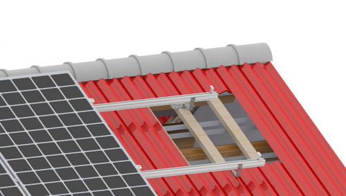 Aluminiowy układ montażowy anodujący do dachu płytki