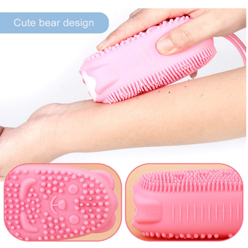 Brosse de carrosserie à bain double face en silicone exfoliante