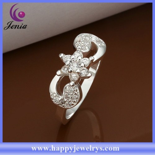 New trendy white zircon stone ring 925 silver plated men's ring wholesale (CR301)