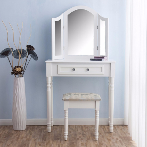 Mirrored Dressing Table Tri-floding Mirror Makeup Dresser Set Factory