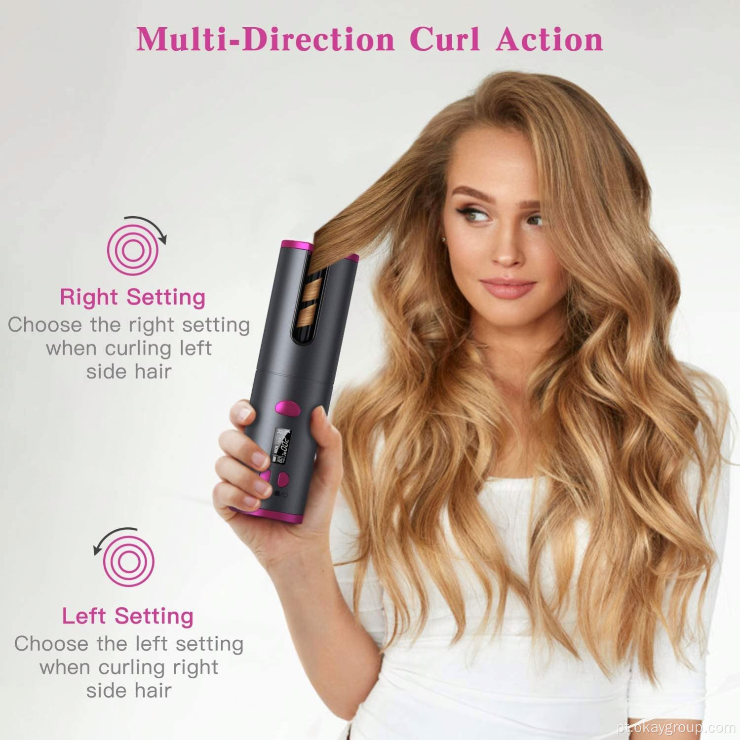 Curling Iron Barril de Cerâmica Portátil Automático Cabelo Curling