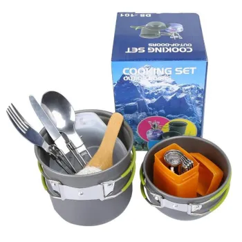 Compact Outdoor Camping Cooking Set: Portable, Ultralight Hiking Cookware with Travel Pan Stoves