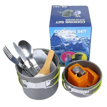 Compact Outdoor Camping Cooking Set: Portable, Ultralight Hiking Cookware with Travel Pan Stoves
