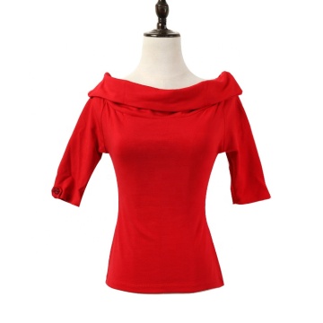 T-shirt slim da donna con spalle scoperte in maglia OEM
