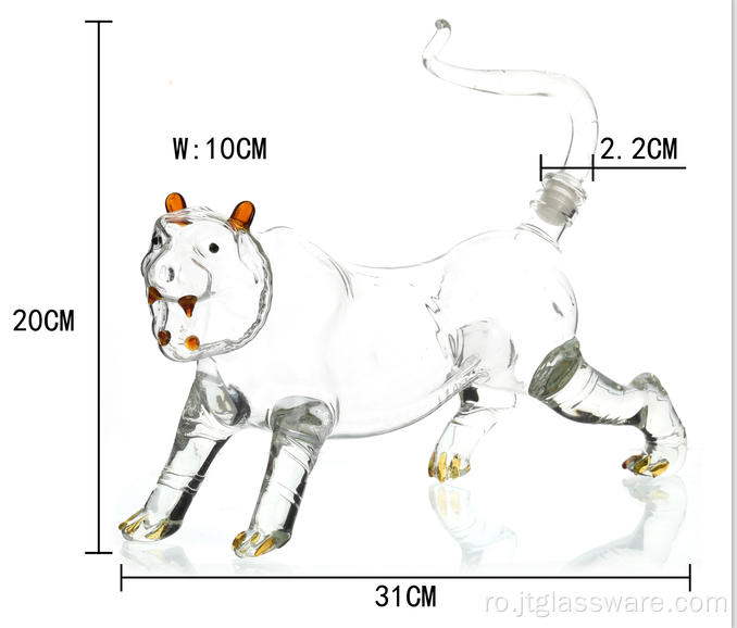 Decantor de lichior din cristal fără plumb în formă de tigru cu