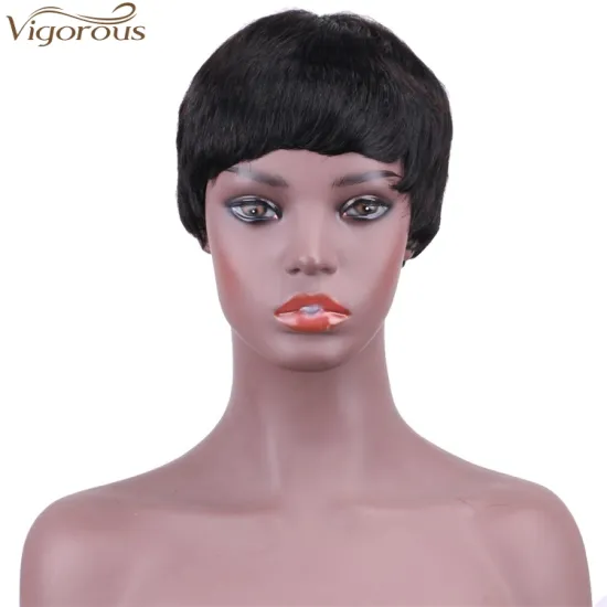 Vigorous Cheap Human Hair Short Bob Brazilian Pixie Cut Wig Straight Human Hair Wigs With Bangs 8 Inch Machine Made Real Wigs
